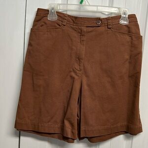 Liz Sport Chocolate Brown High Waisted 4 Pocket Khaki Shorts Size 12